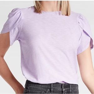 EXPRESS GRAY  Skimming Slub Tulip Sleeve Tee size XL in GRAY